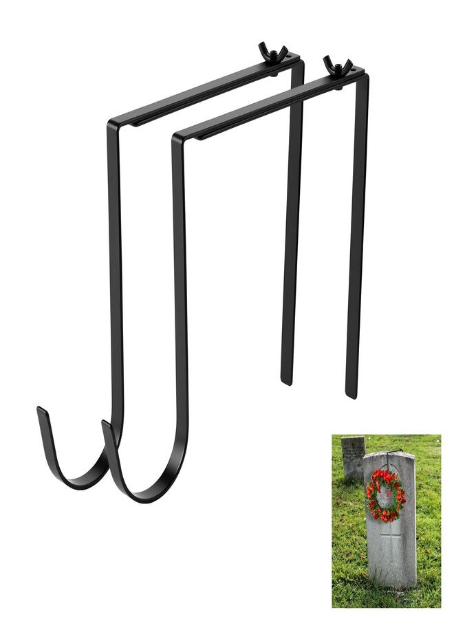 ECcandiedhaws 2Pcs Christmas Headstone Wreath Hangers--Fit 6"-11" Upright Grave Markers, Adjustable Stainless Steel Cemetery Wreath Holder, Suitable for Memorial Decor for Christmas Easter Veterans Day All Seasons - Image 1